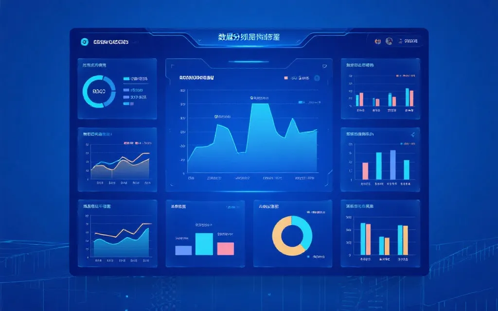 科技感十足的数据平台界面,蓝色渐变